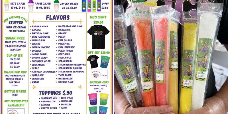 MJ's Cajun Ice Menu