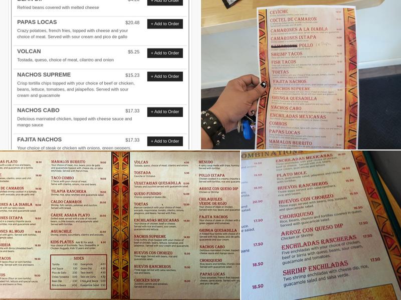 Camacho's Tacos Billings Menu