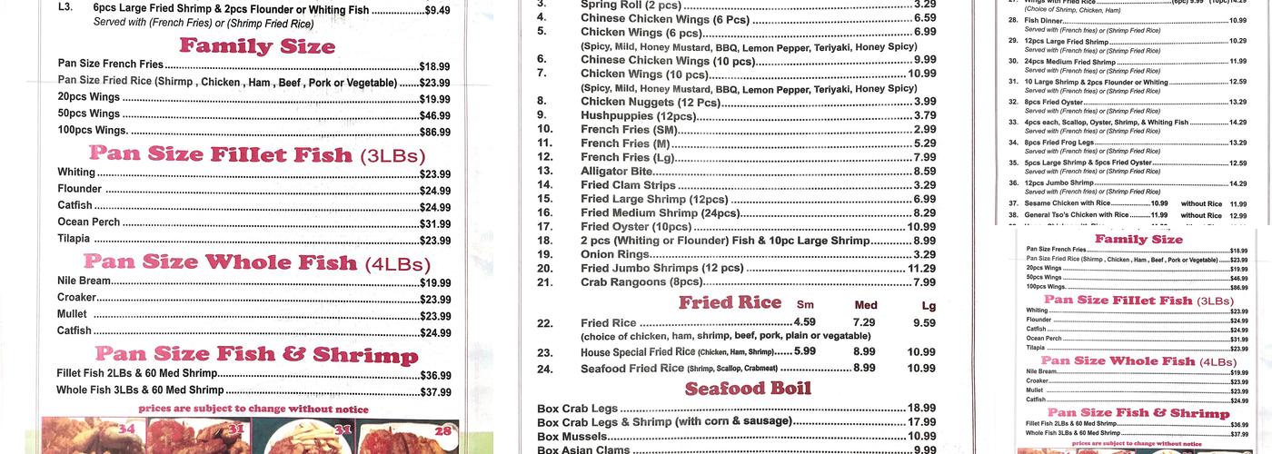 Paul's Fish Market Menu