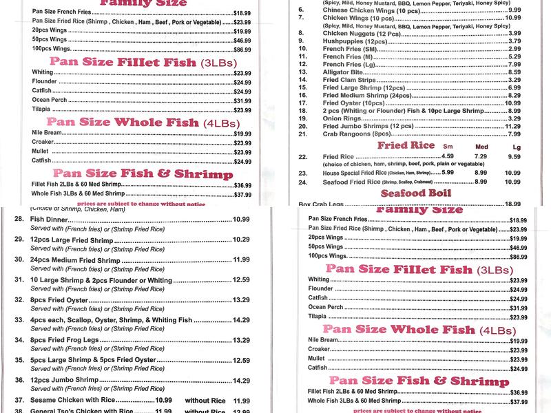 Paul's Fish Market Menu