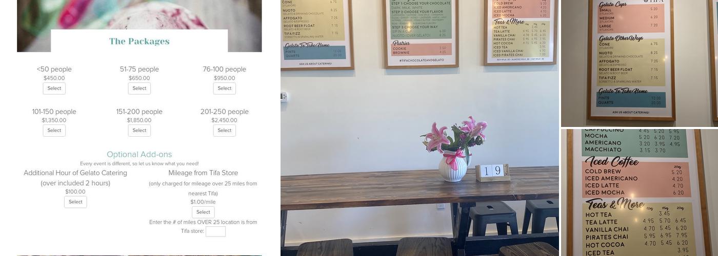 Tifa Chocolate & Gelato Menu