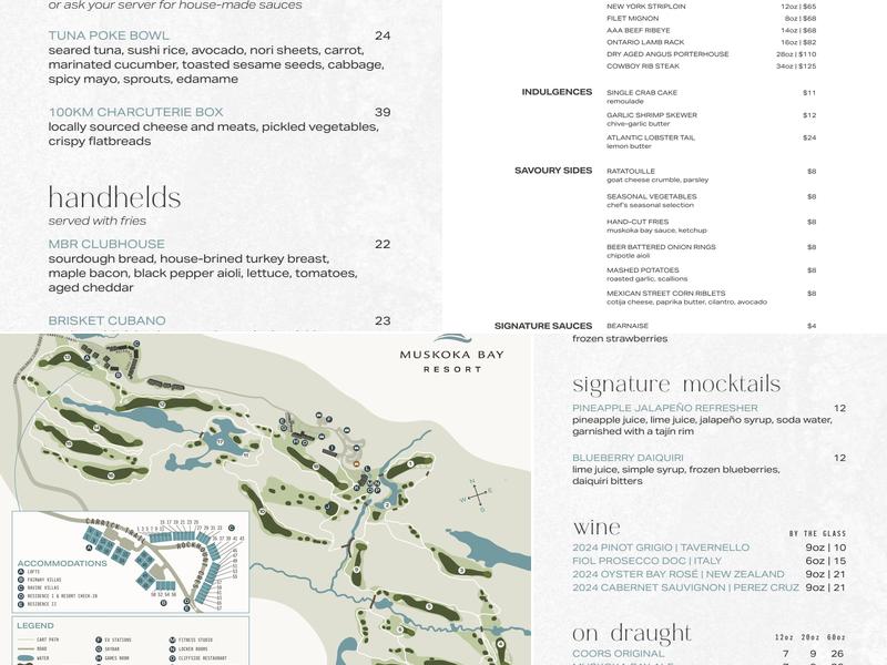 Cliffside at Muskoka Bay Resort Menu