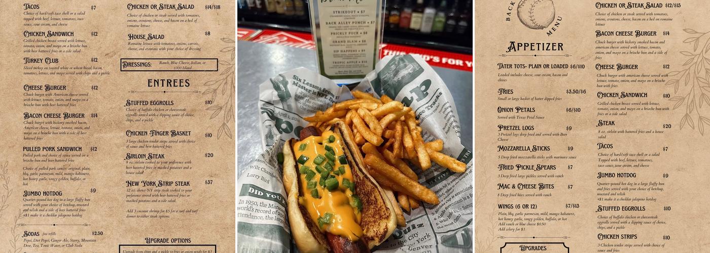 Back Alley Bar & Grill Menu