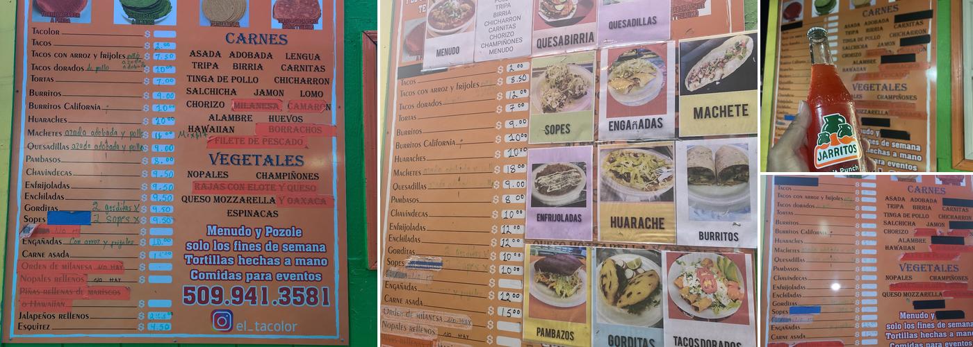 El Tacolor Menu