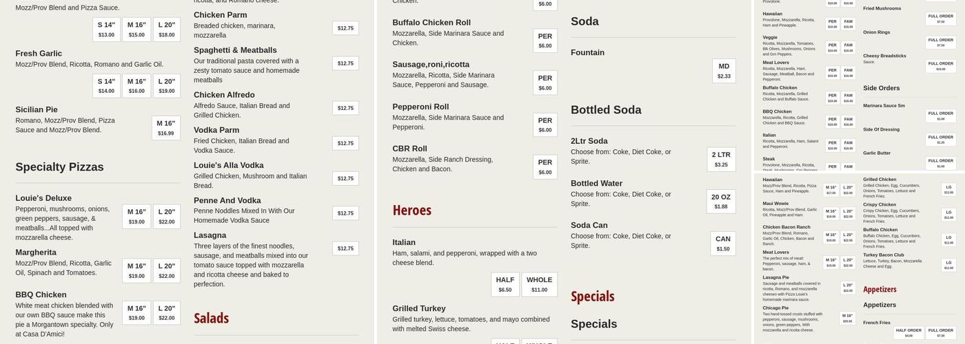 Pizza Louie's Uniontown Menu