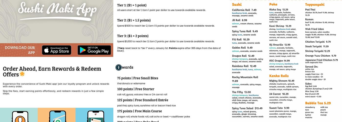 Sushi Maki Menu