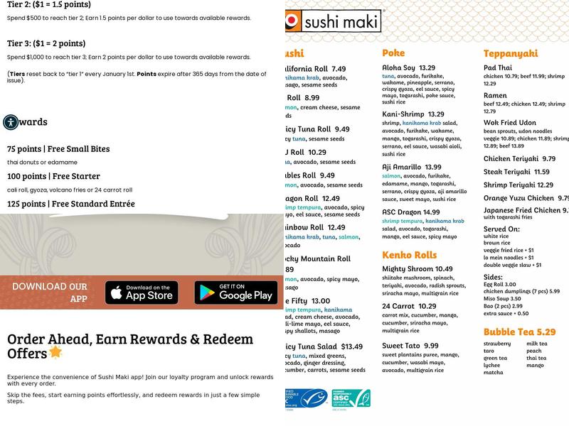 Sushi Maki Menu