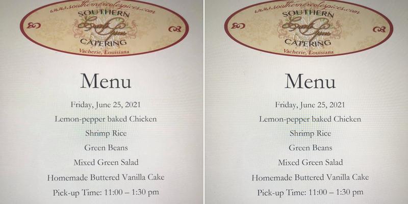 Southern Creole Spices Catering Menu