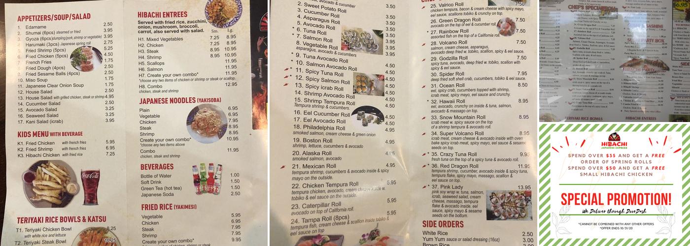 Hibachi Express(1914 FL-60 E, Valrico) Menu
