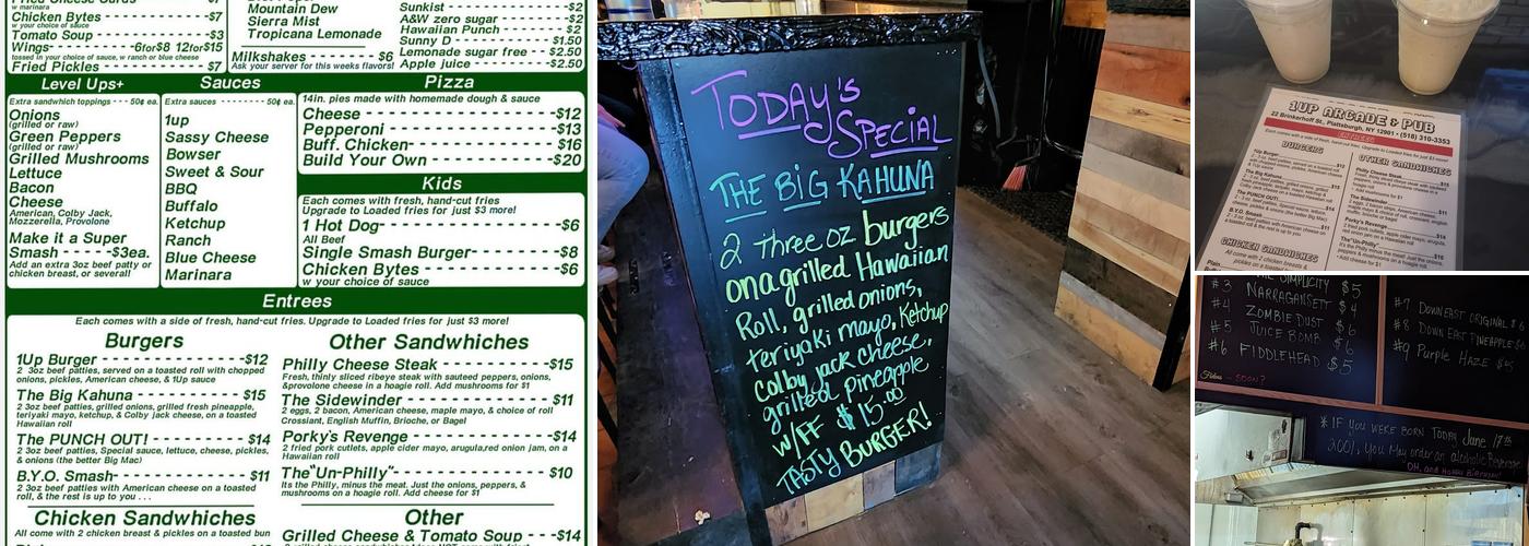 1UP Arcade & Pub Menu