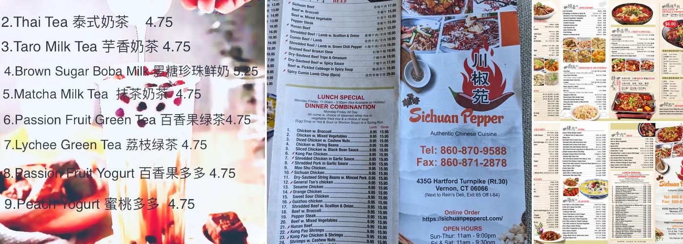Sichuan Pepper Menu