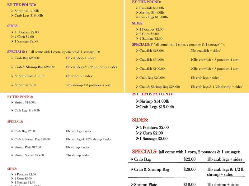 T'Beaux's 61 Crawfish Menu