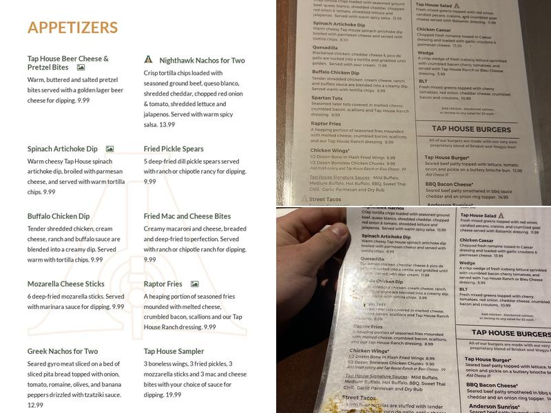 Anderson Tap House Menu