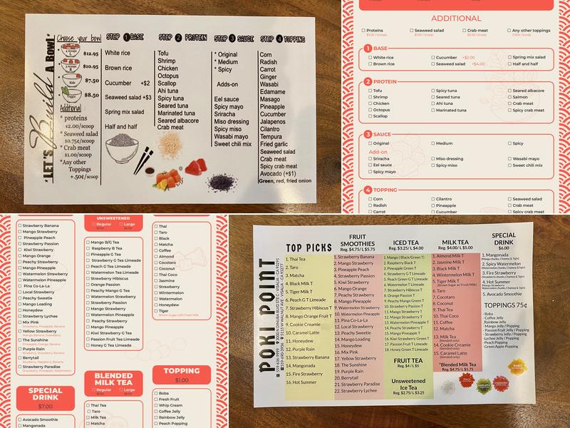 Poki Point - Walnut Menu