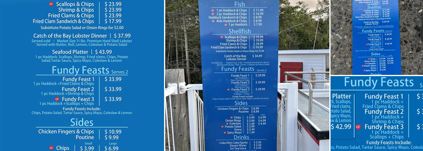 Catch of the Bay Fish and Chip Boat Menu