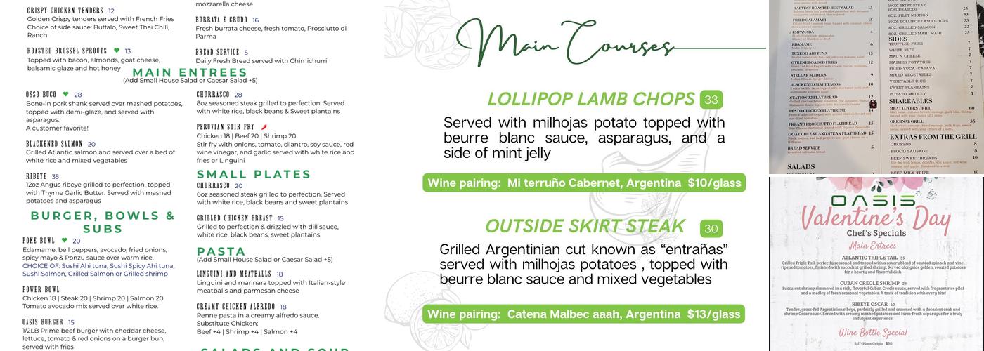 OASIS The Kitchen Lounge Menu