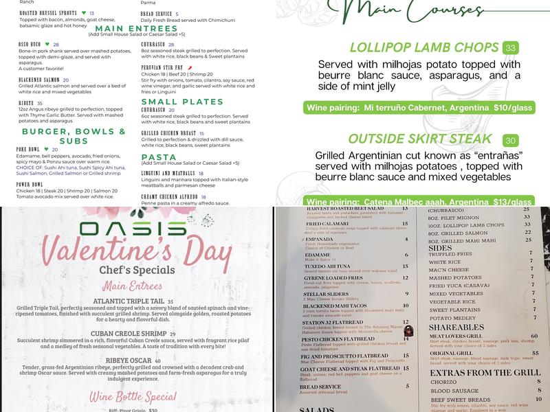 OASIS The Kitchen Lounge Menu