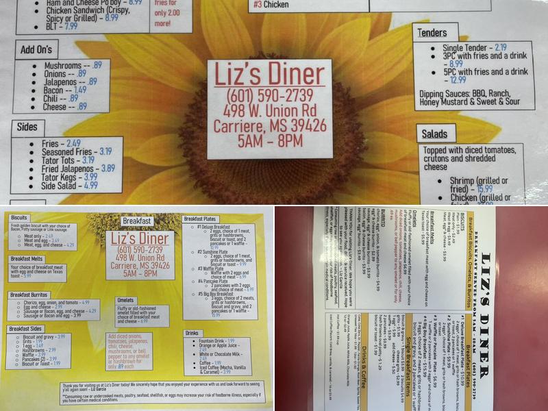 Liz's Diner Menu