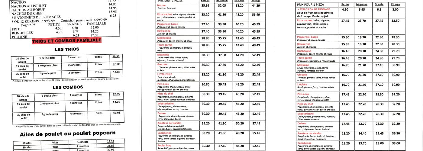 Pizza du Chef Sim Menu