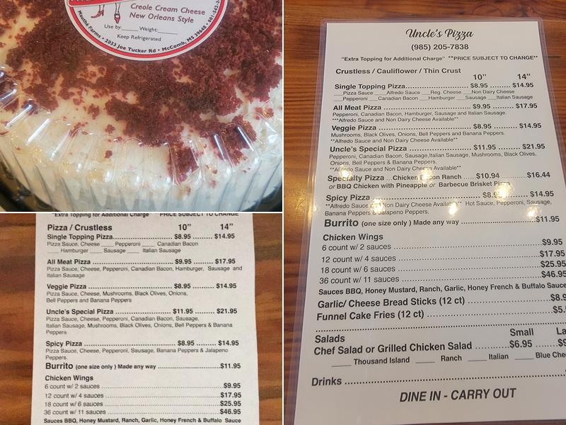Uncle’s Pizza and Marketplace Menu