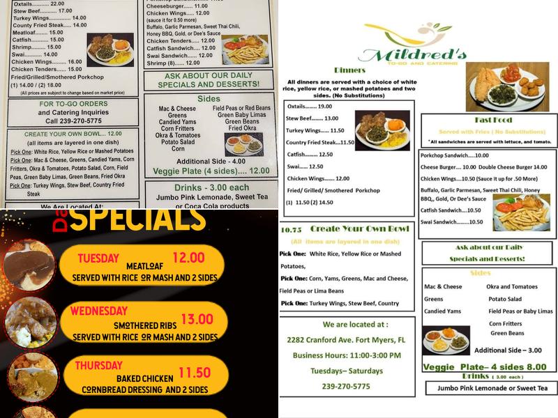 Mildred's ToGo and Catering Menu