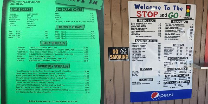 Pepsi-Cola Stop And Go Menu