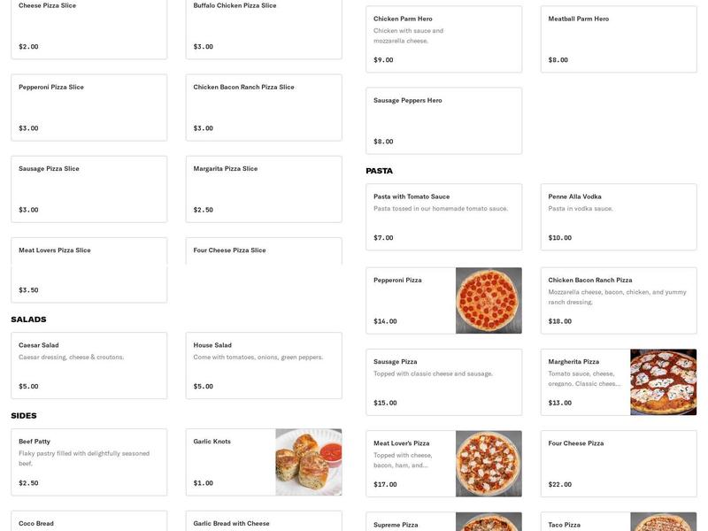 Pizzeria La Grande Menu