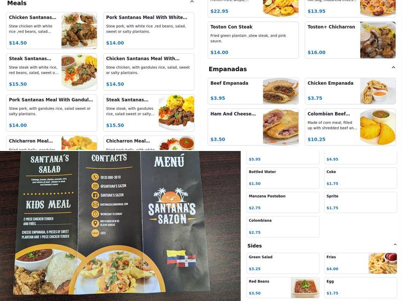 Santana’s Sazon Menu