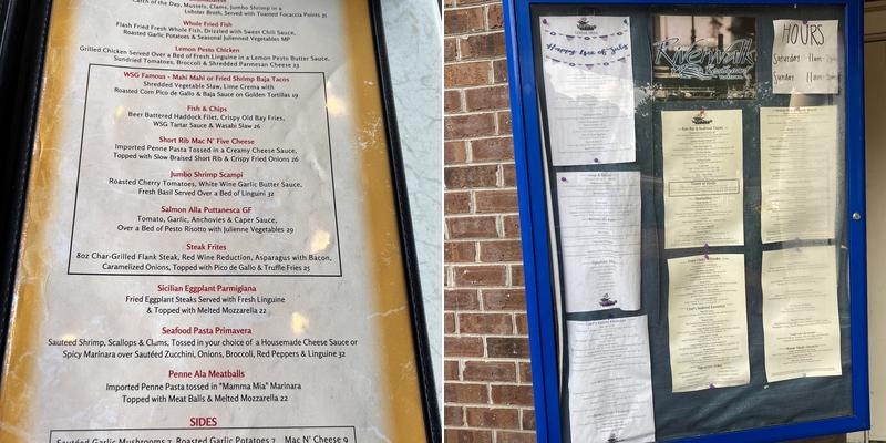 Riverwalk Restaurant Menu