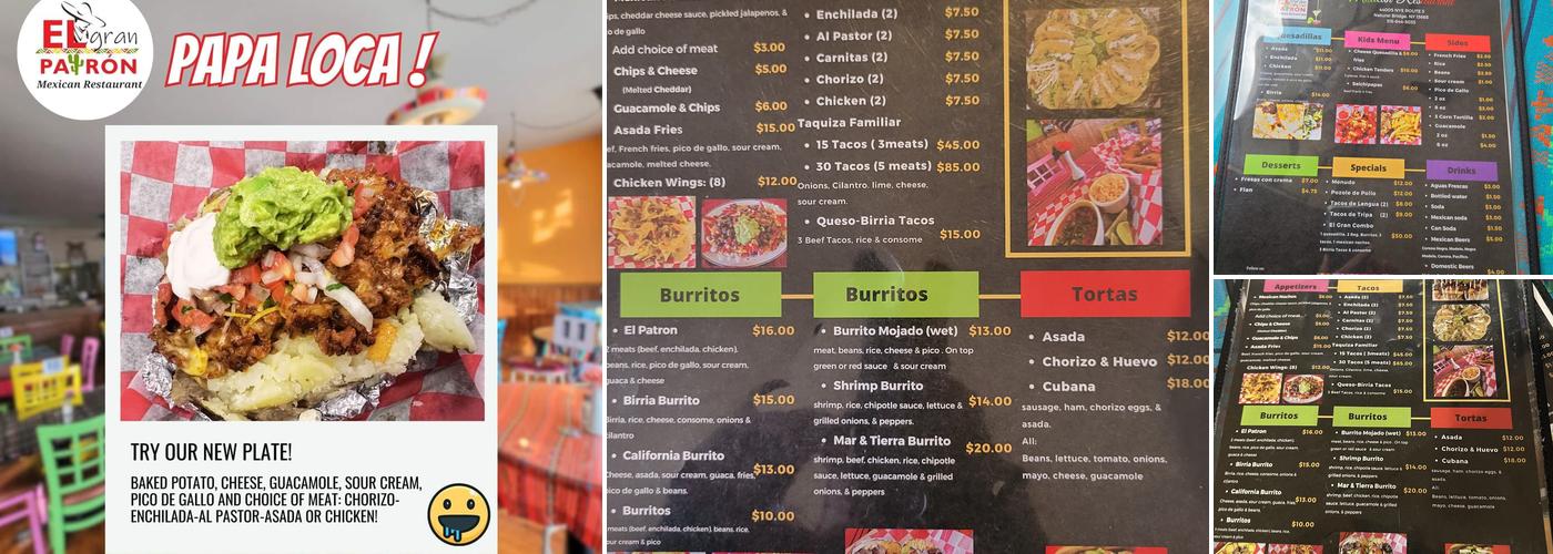 El Gran Patron Inc. Menu