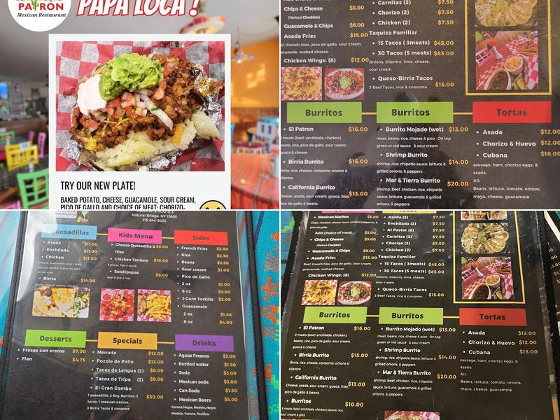 El Gran Patron Inc. Menu