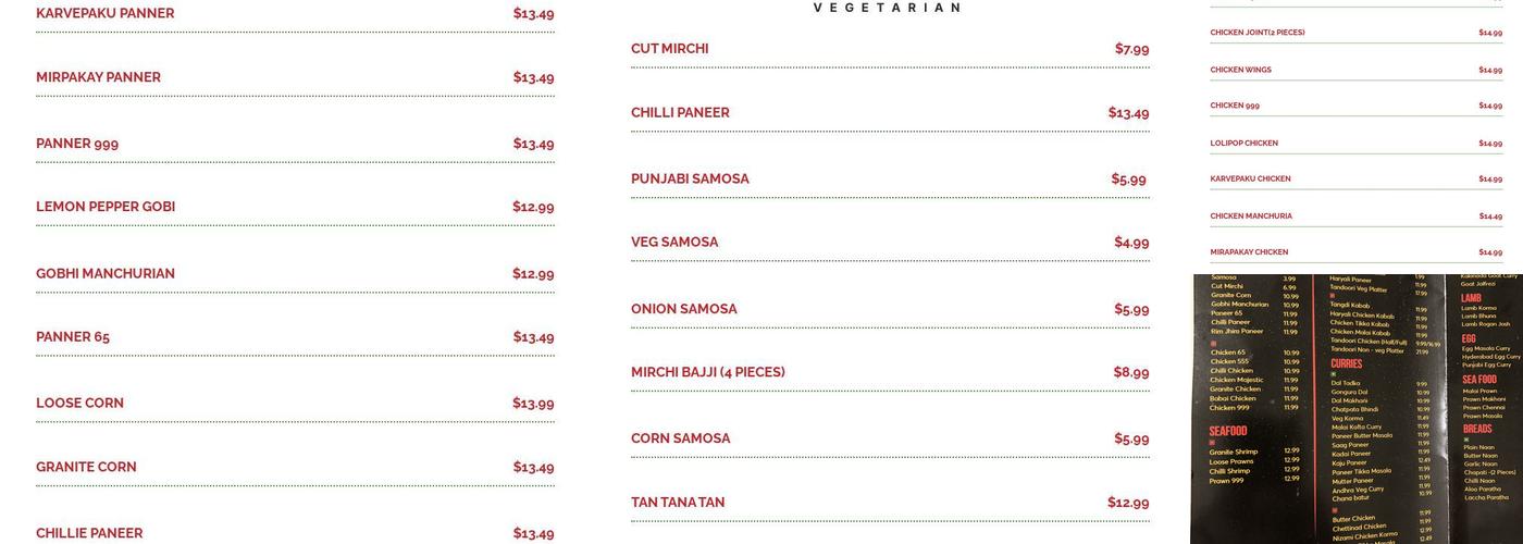 Chowrasta Indian Cuisine - Ajax Menu