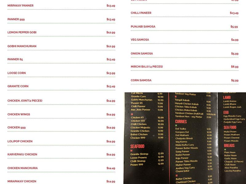 Chowrasta Indian Cuisine - Ajax Menu