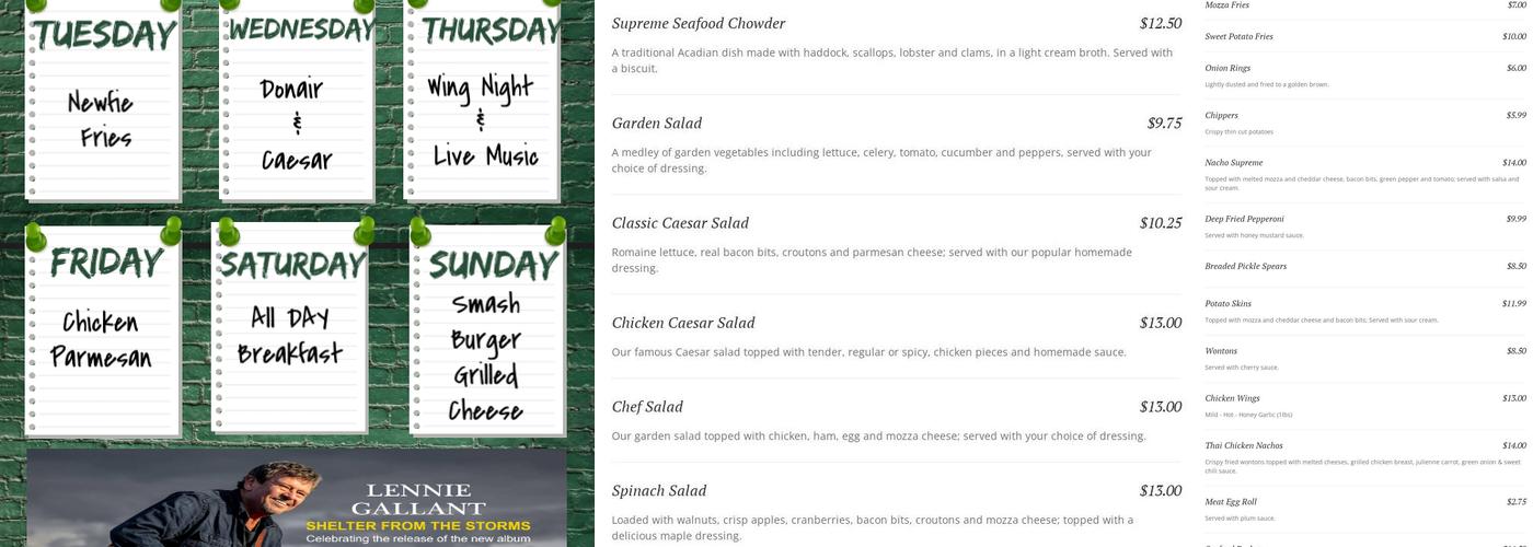 The Island Nest Menu