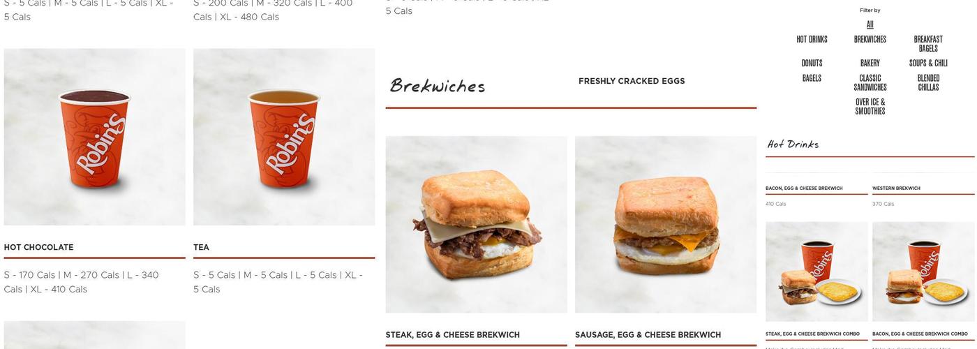 Robin's Donuts Menu