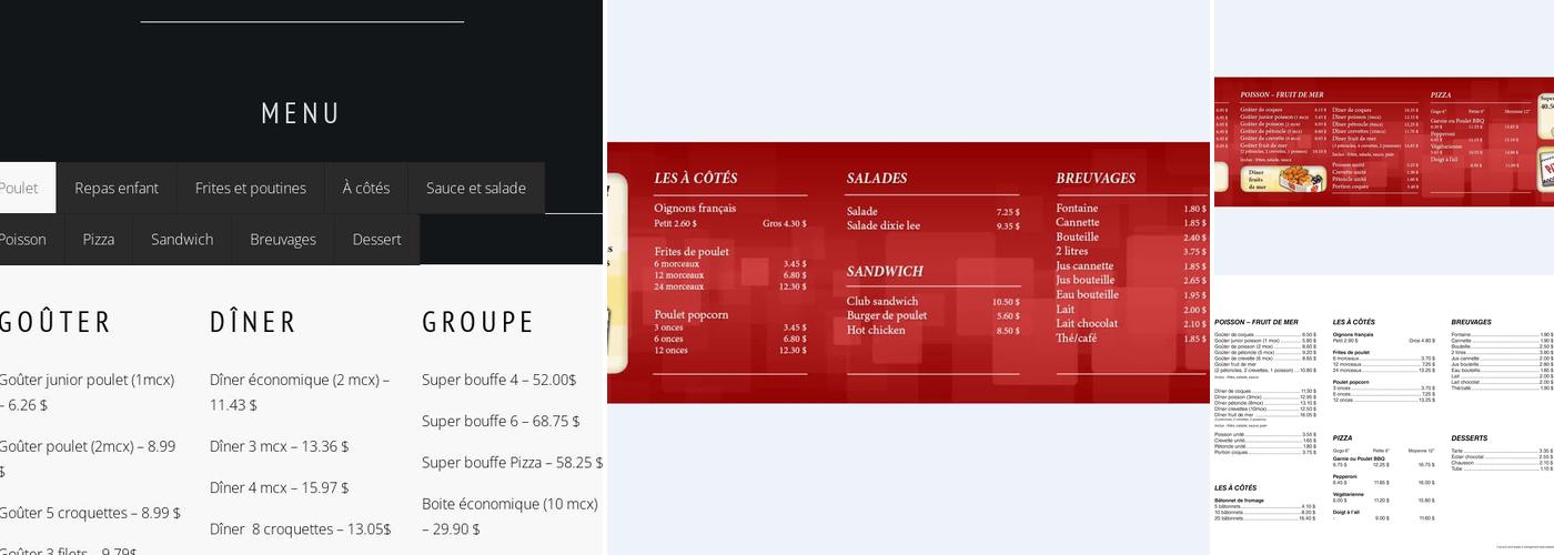 Restaurant Dixie Lee Baie-Comeau Poulet Frit Menu