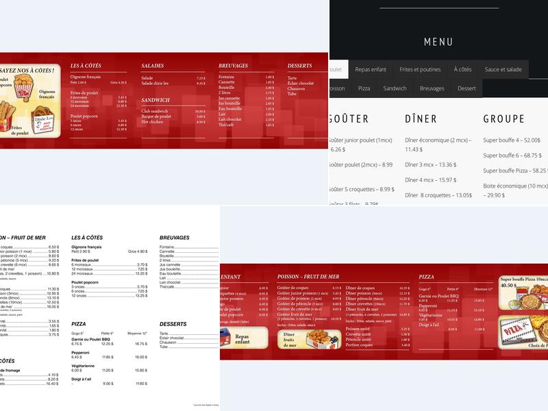 Restaurant Dixie Lee Baie-Comeau Poulet Frit Menu