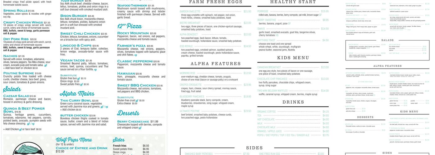 Alpha Bistro Menu