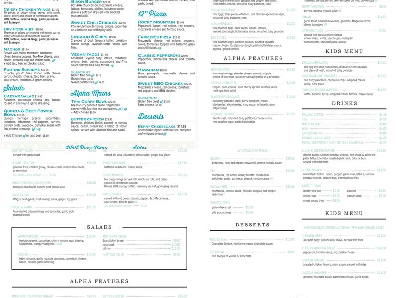 Alpha Bistro Menu