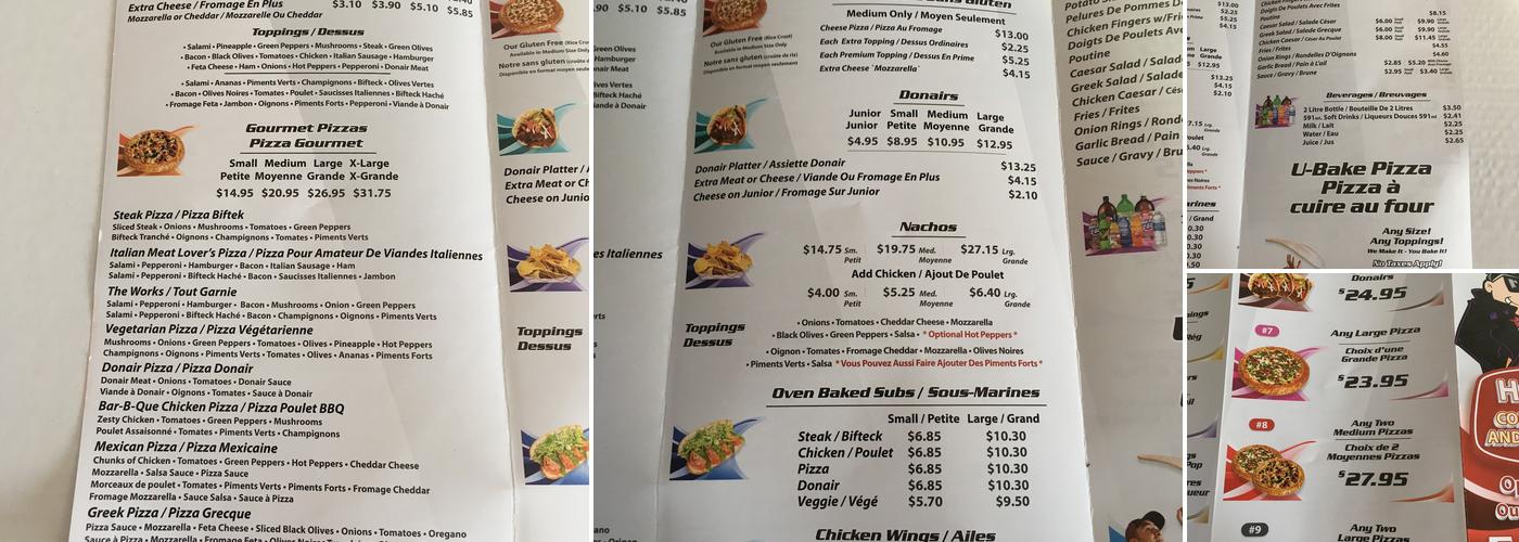 Pizza Pro Bathurst Menu