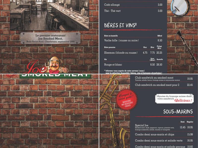 Joe Smoked Meat Bécancour Menu