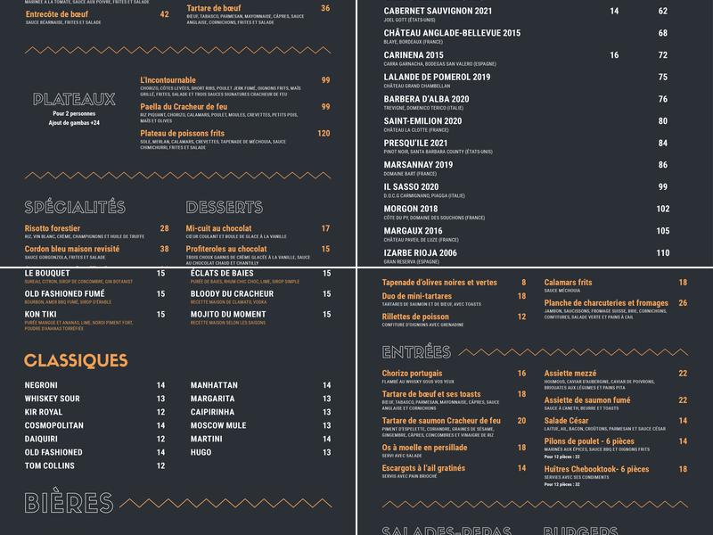 Le Cracheur de Feu Menu