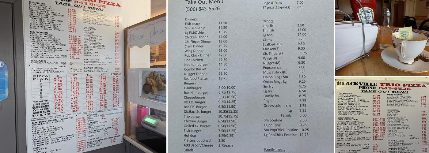 Blackville Trio Pizza Menu