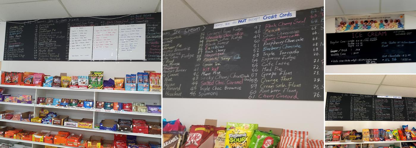 Frontier Candy & Ice-Cream Menu