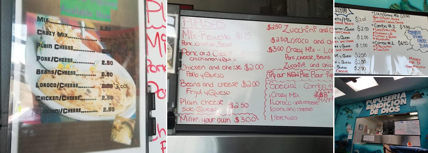 Pupuseria La Bendición de Dios Menu