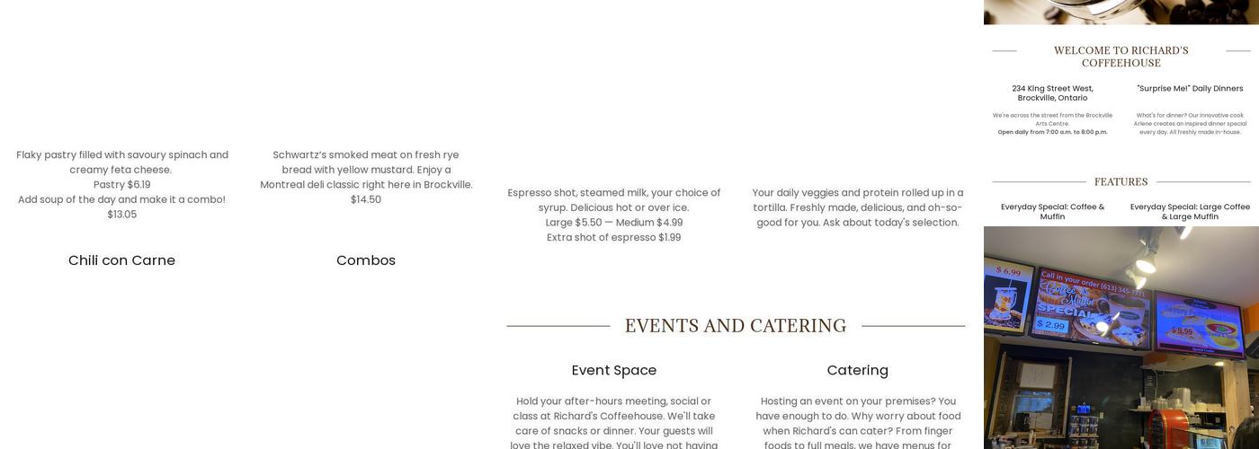 Richard's Coffeehouse Menu