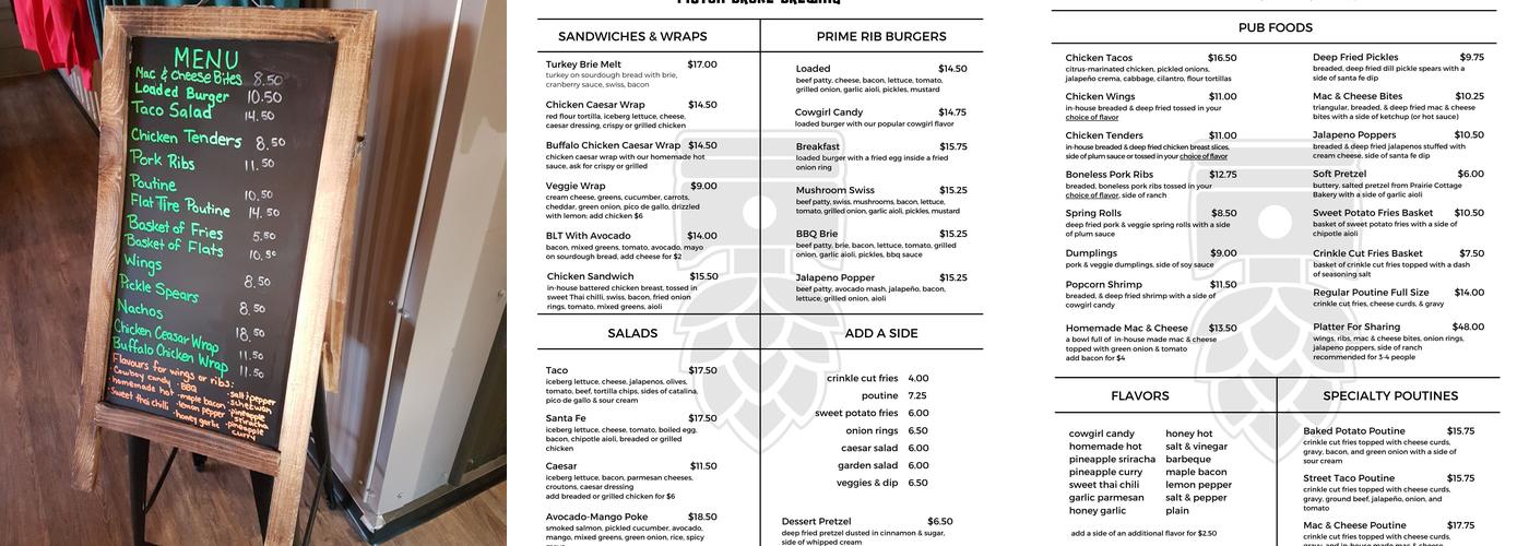 Piston Broke Brewing Menu