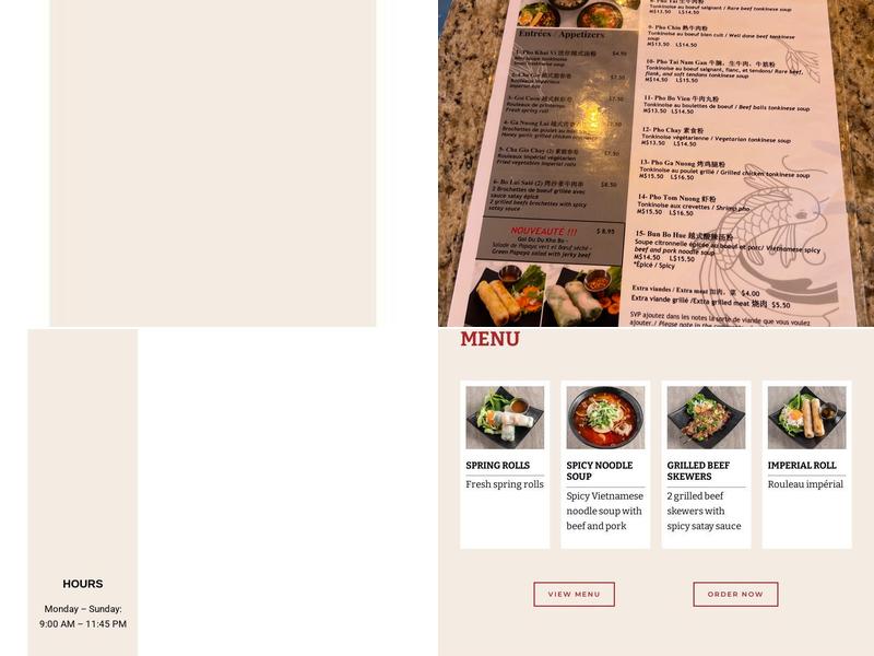 I Am Pho Brossard Menu