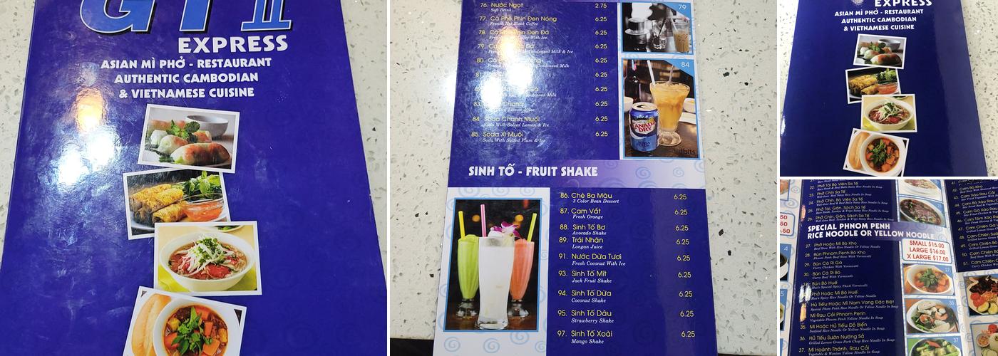 GT II Express Menu