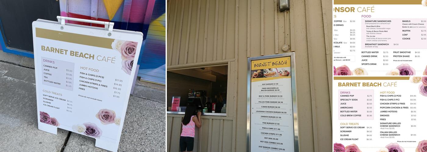 Barnet Marine Park Café Menu